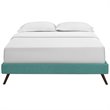 Modway Loryn King Polyester Fabric Bed Frame with Round Splayed Legs in Teal
