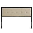 Modway Teagan Tufted Metal and Fabric Full Headboard in Black/Beige
