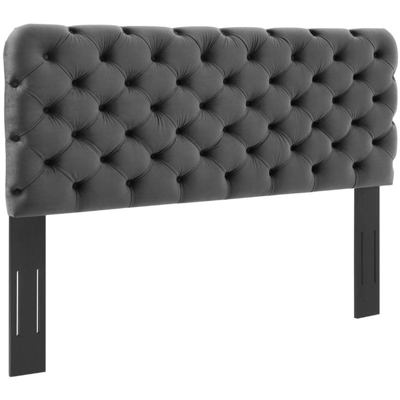 Modway Lizzy Tufted Full/Queen Performance Velvet Headboard in Charcoal