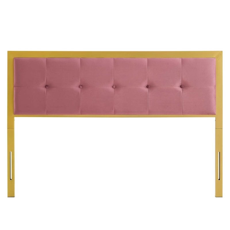 Modway Teagan Tufted King Performance Velvet Headboard in Gold/Dusty Rose