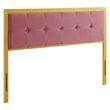 Modway Teagan Tufted King Performance Velvet Headboard in Gold/Dusty Rose