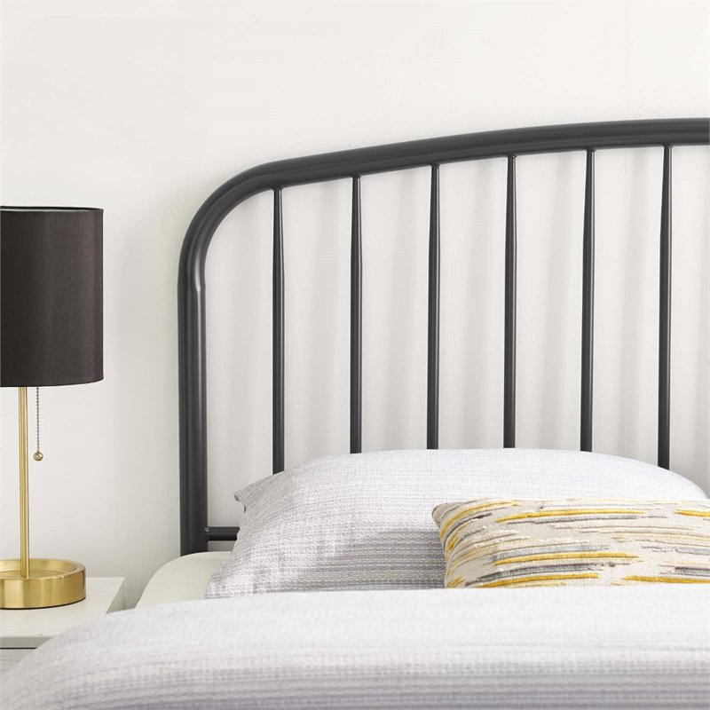 Modway Nova Modern Farmhouse Queen Metal Spindle Headboard in Gray