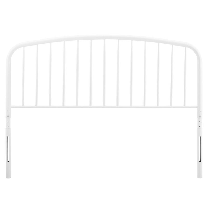 Modway Nova Modern Farmhouse Queen Metal Spindle Headboard in White