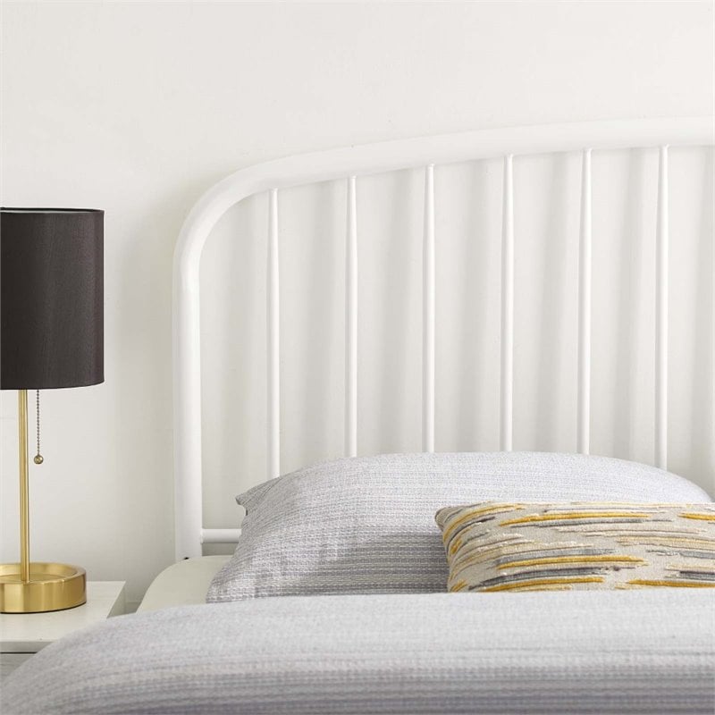 Modway Nova Modern Farmhouse Queen Metal Spindle Headboard in White