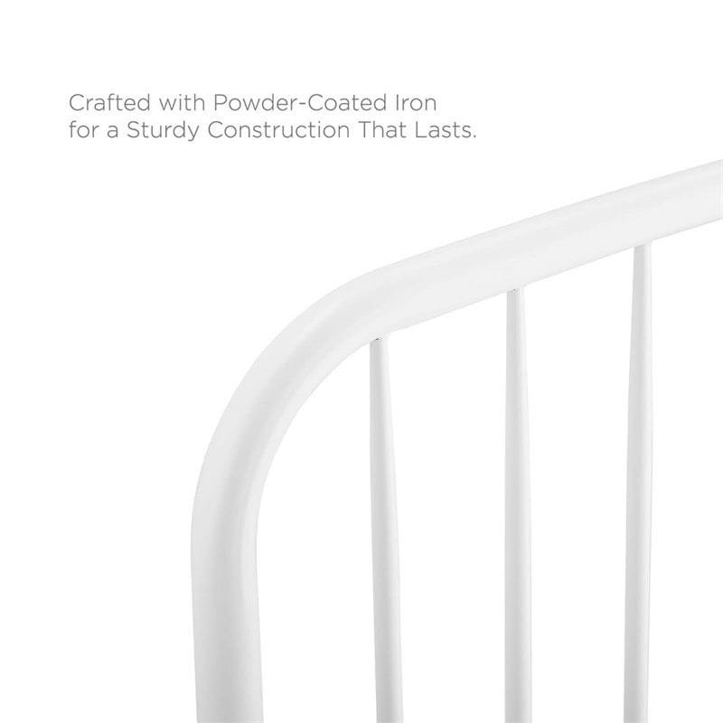 Modway Nova Modern Farmhouse Queen Metal Spindle Headboard in White