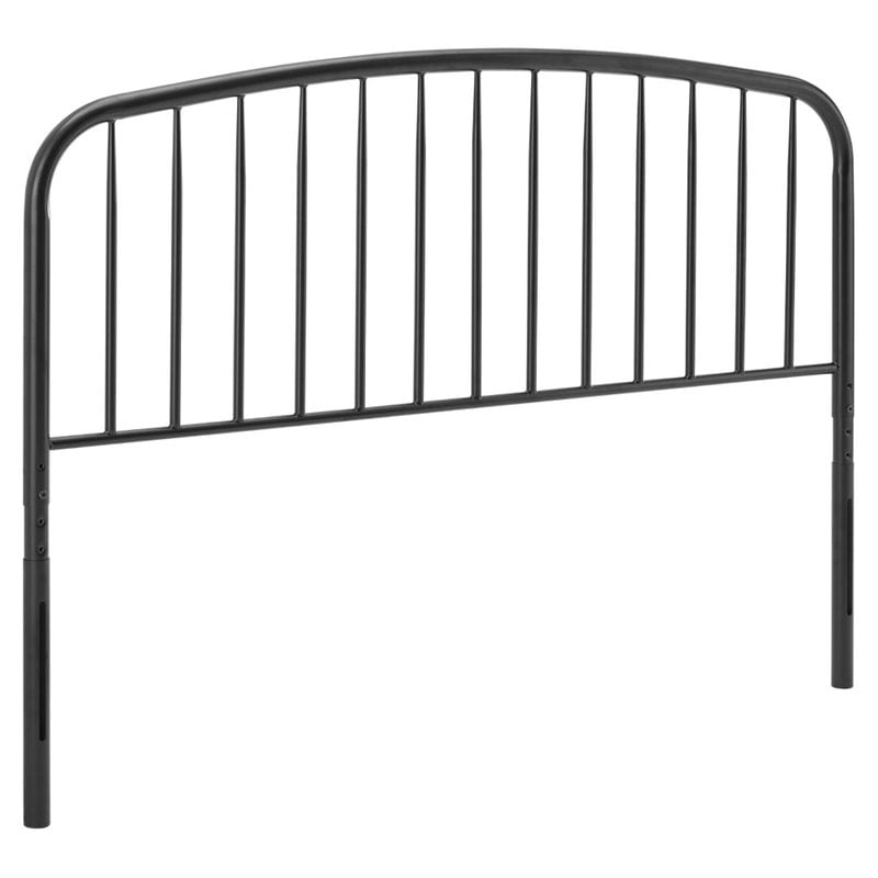 Modway Nova Modern Farmhouse King Metal Spindle Headboard in Black
