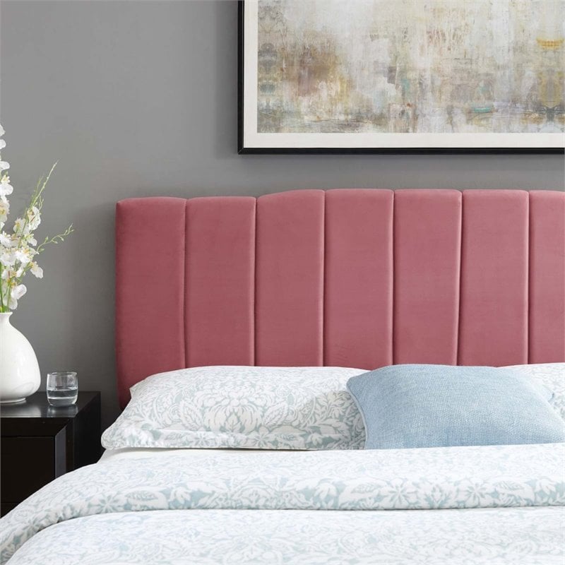 Modway Camilla Channel Tufted King/California King Velvet Headboard - Dusty Rose