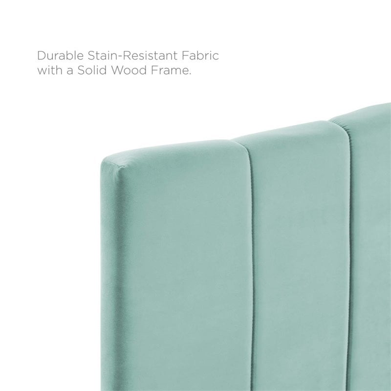 Modway Camilla Channel Tufted King/California King Velvet Headboard in Mint
