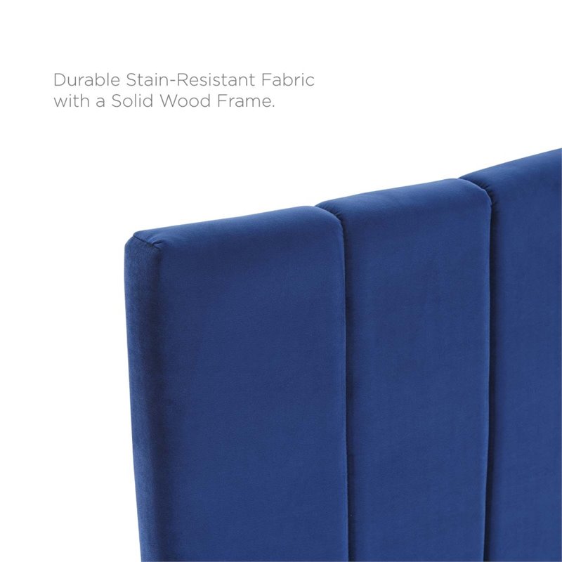 Modway Camilla Channel Tufted King/California King Velvet Headboard in Navy