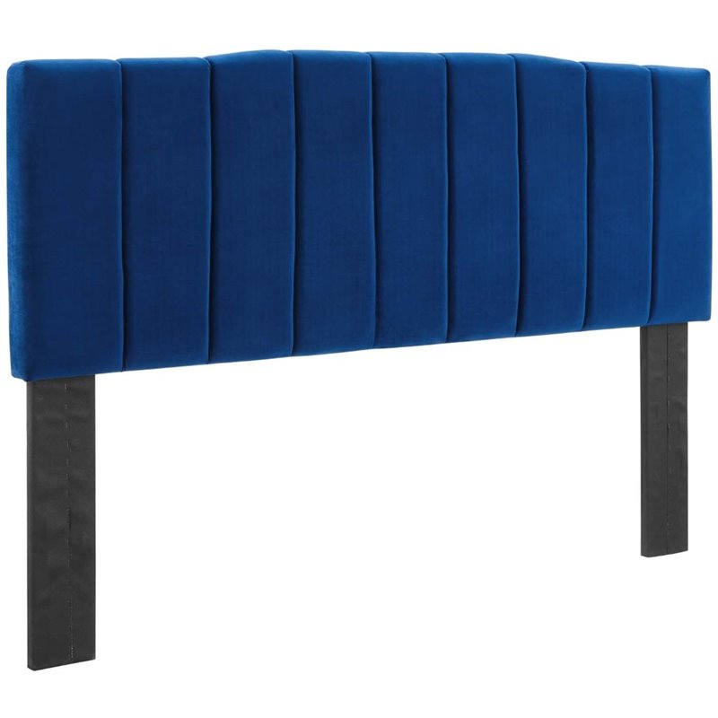Modway Camilla Channel Tufted King/California King Velvet Headboard in Navy