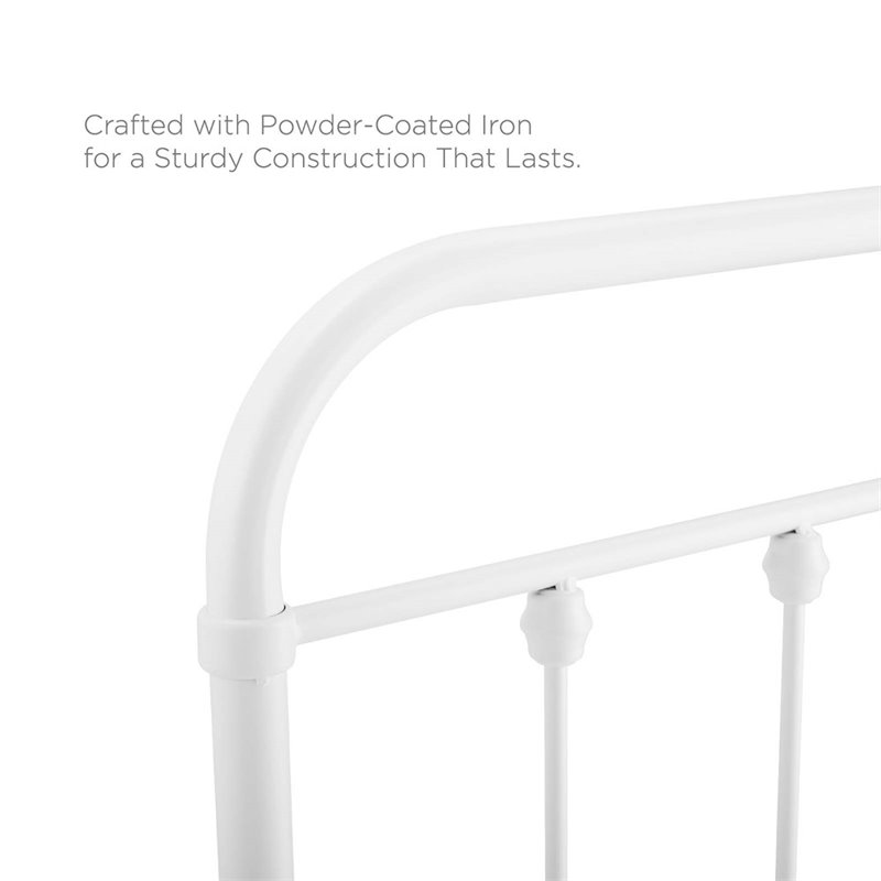 Modway Sage Modern Farmhouse Queen Metal Spindle Headboard in White