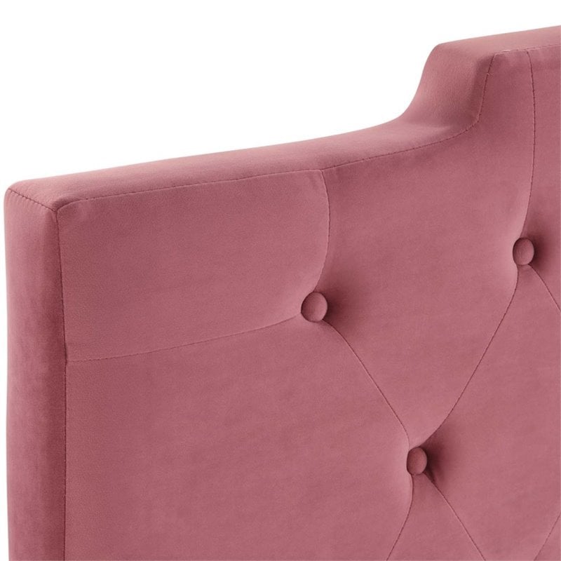 Modway Juliet Tufted King/California King Velvet Headboard in Dusty Rose