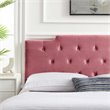 Modway Juliet Tufted King/California King Velvet Headboard in Dusty Rose