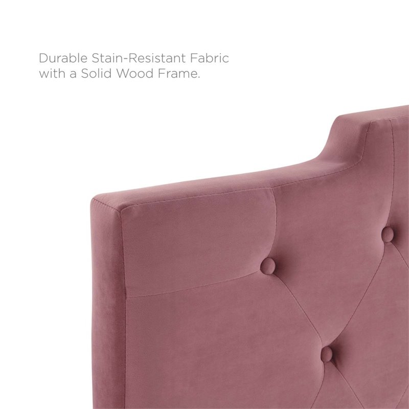 Modway Juliet Tufted King/California King Velvet Headboard in Dusty Rose
