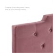 Modway Juliet Tufted King/California King Velvet Headboard in Dusty Rose