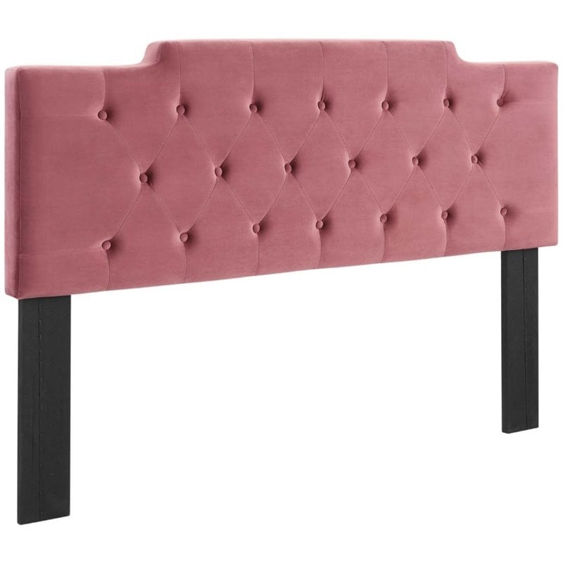 Modway Juliet Tufted King/California King Velvet Headboard in Dusty Rose