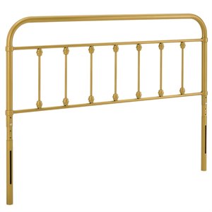modway sage modern farmhouse metal spindle headboard in gold