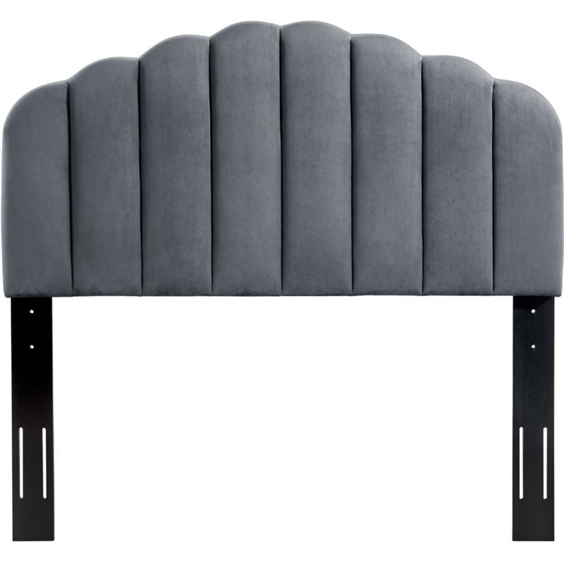 Modway Veronique Twin Modern Performance Velvet Headboard in Charcoal