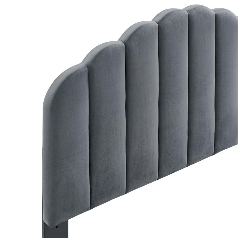 Modway Veronique Twin Modern Performance Velvet Headboard in Charcoal