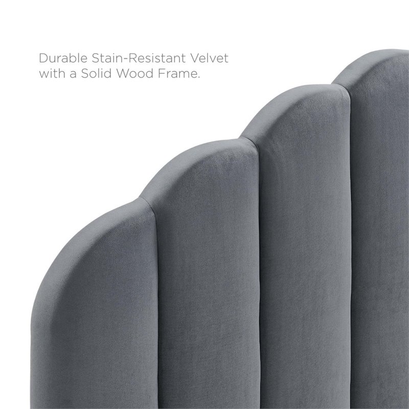 Modway Veronique Twin Modern Performance Velvet Headboard in Charcoal