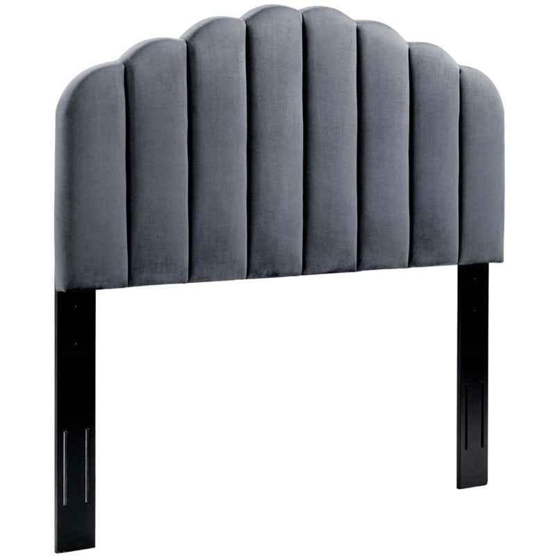 Modway Veronique Twin Modern Performance Velvet Headboard in Charcoal