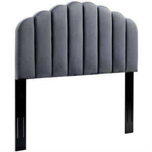 Modway Veronique Twin Modern Performance Velvet Headboard in Charcoal