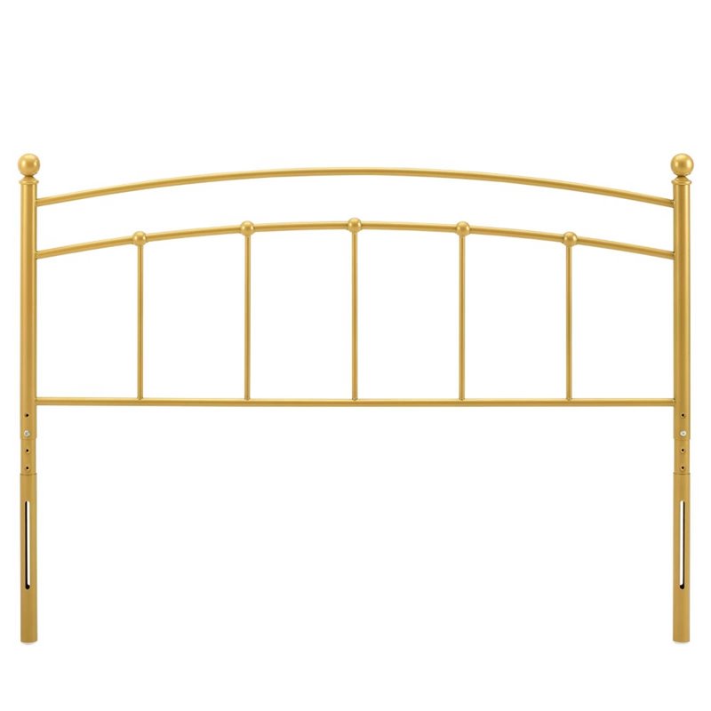 Modway Abigail Modern Farmhouse King Metal Spindle Headboard in Gold