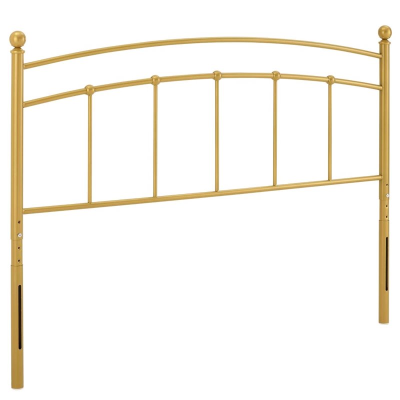 Modway Abigail Modern Farmhouse King Metal Spindle Headboard in Gold