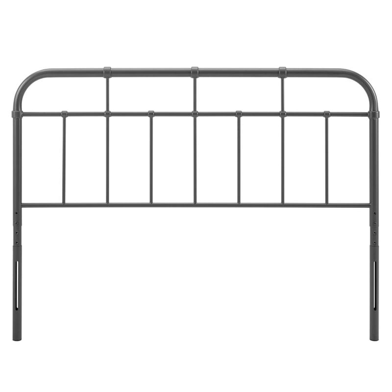 Modway Alessia Modern Farmhouse Twin Metal Spindle Headboard in Gray