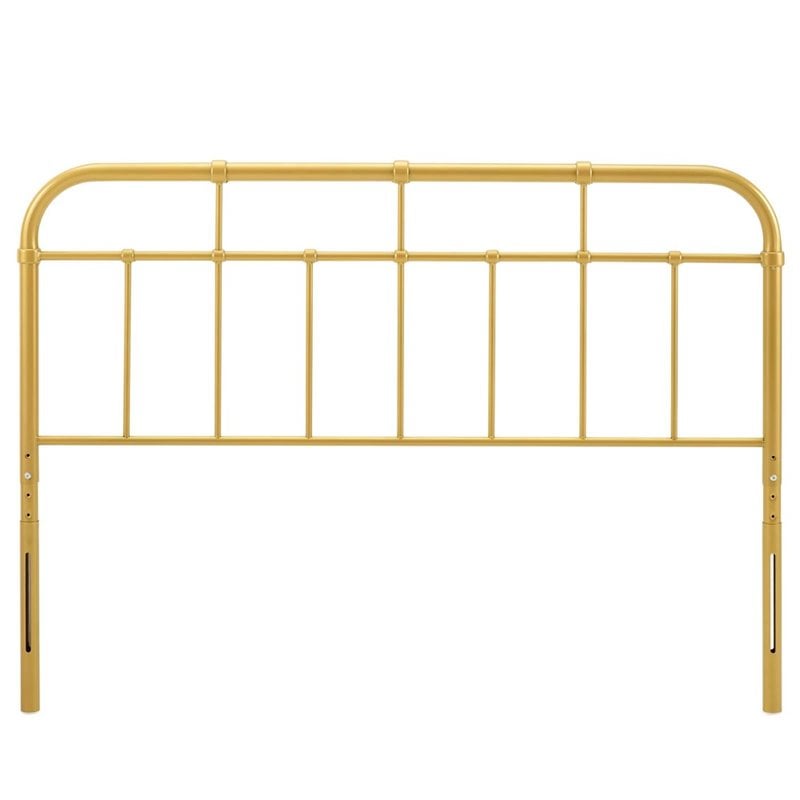 Modway Alessia Modern Farmhouse Queen Metal Spindle Headboard in Gold