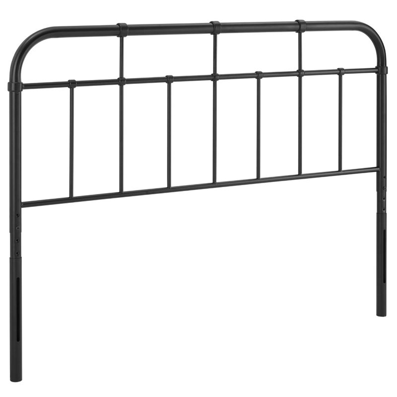 Modway Alessia Modern Farmhouse King Metal Spindle Headboard in Black