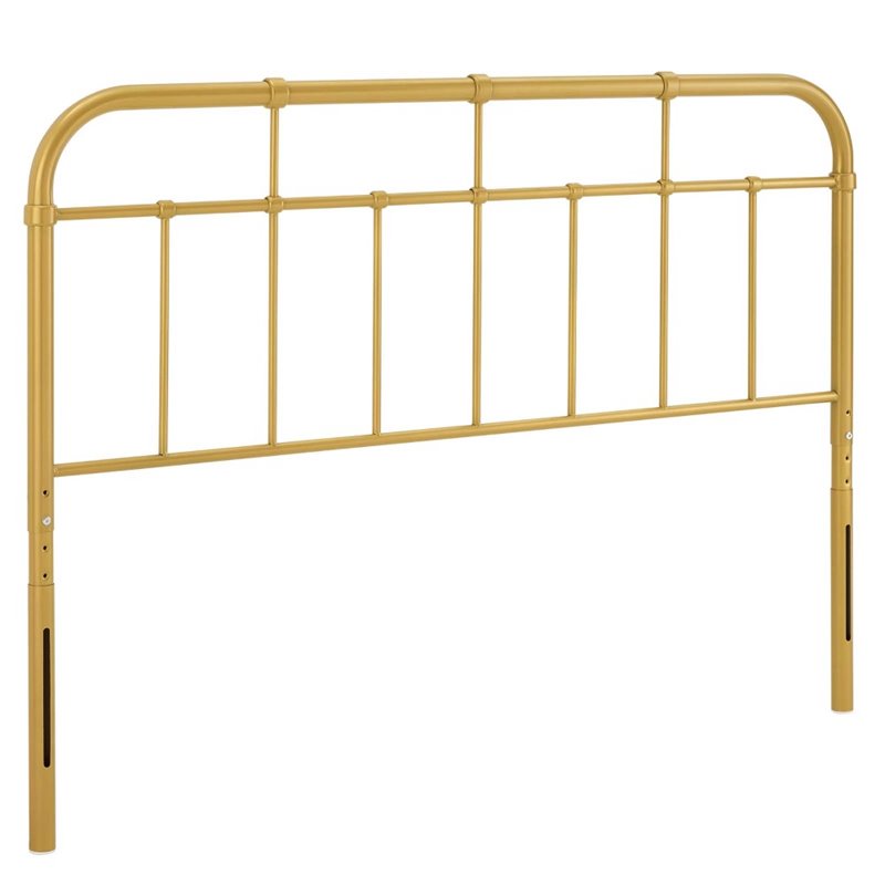 Modway Alessia Modern Farmhouse King Metal Spindle Headboard in Gold