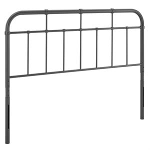 Modway Alessia Modern Farmhouse King Metal Spindle Headboard in Gray