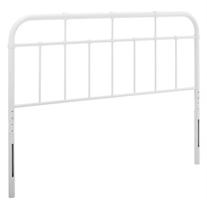 modway alessia modern farmhouse metal spindle headboard in white