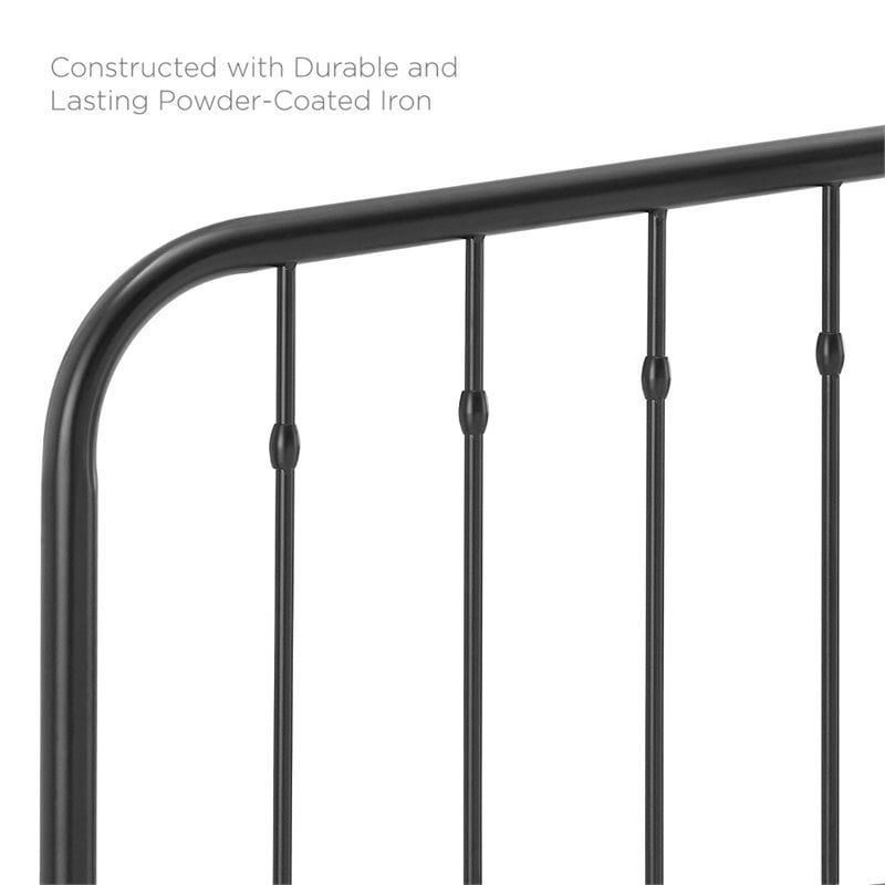 Modway Lennon Contemporary Modern Twin Metal Spindle Headboard in Black