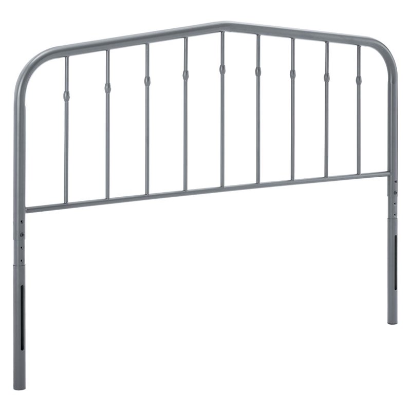 Modway Lennon Contemporary Modern Twin Metal Spindle Headboard in Gray