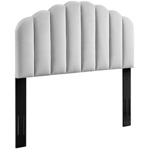 Modway Veronique Full/Queen Modern Performance Velvet Headboard in Light Gray