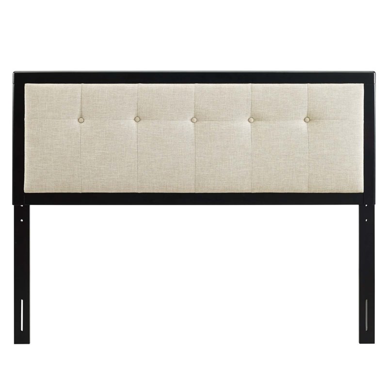 Modway Draper Tufted King Fabric and Wood Headboard in Black/Beige