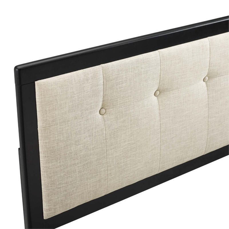 Modway Draper Tufted King Fabric and Wood Headboard in Black/Beige