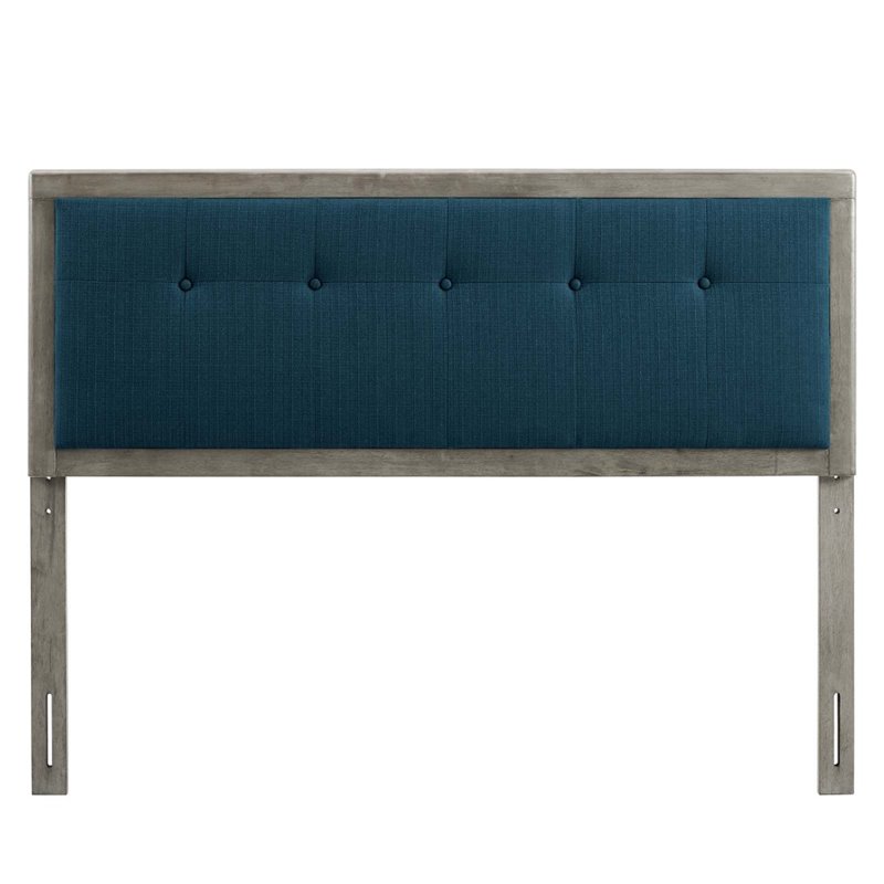 Modway Draper Tufted King Fabric and Wood Headboard in Gray/Azure Blue