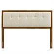 Modway Draper Tufted King Fabric and Wood Headboard in Walnut/Beige