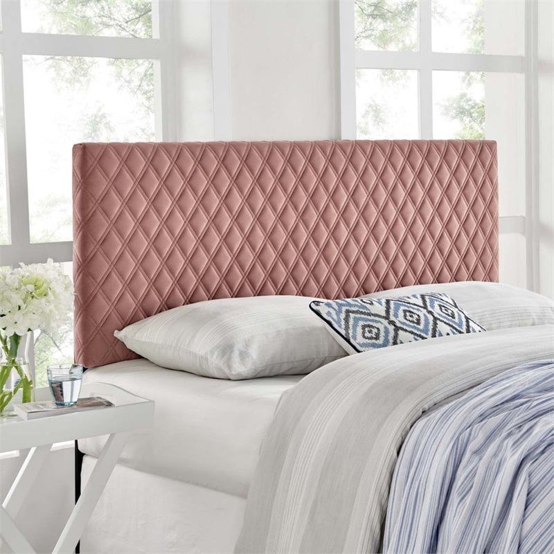 Modway Angela King Modern Performance Velvet Headboard in Dusty Rose