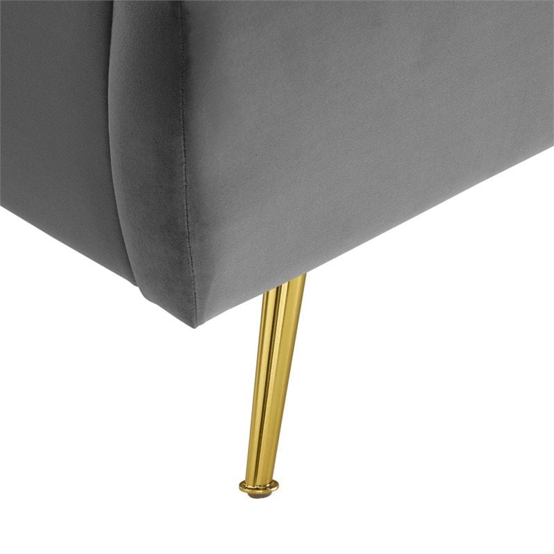 Modway Lana Queen Performance Velvet Wingback Platform Bed in Gray