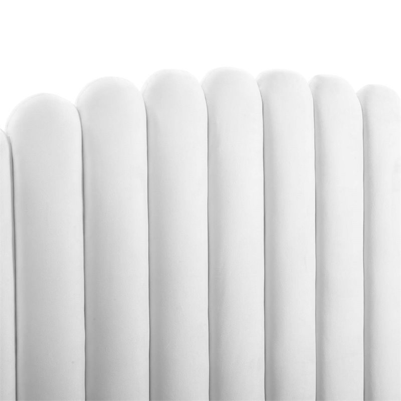 Modway Lana Queen Performance Velvet Wingback Platform Bed in White