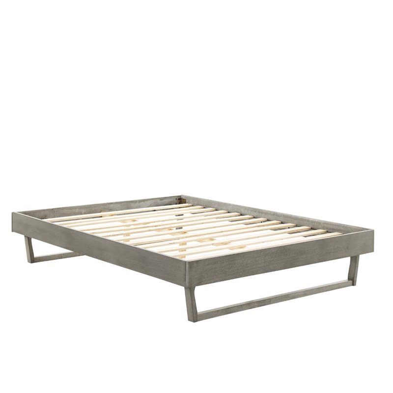 Modway Billie Full Rubberwood and MDF Wood Platform Bed Frame in Gray