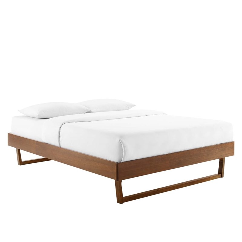 Modway Billie Full Rubberwood and MDF Wood Platform Bed Frame in Walnut