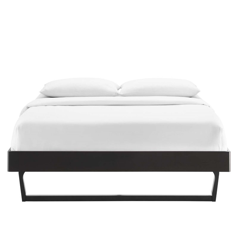 Modway Billie Queen Rubberwood and MDF Wood Platform Bed Frame in Black