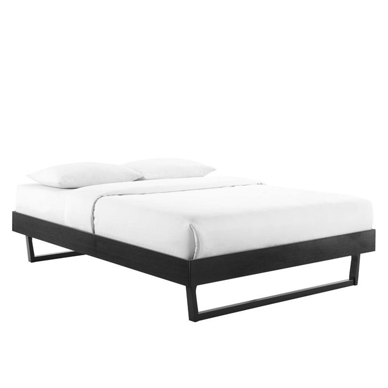Modway Billie Queen Rubberwood and MDF Wood Platform Bed Frame in Black