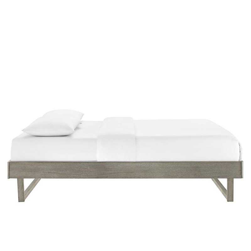 Modway Billie Queen Rubberwood and MDF Wood Platform Bed Frame in Gray