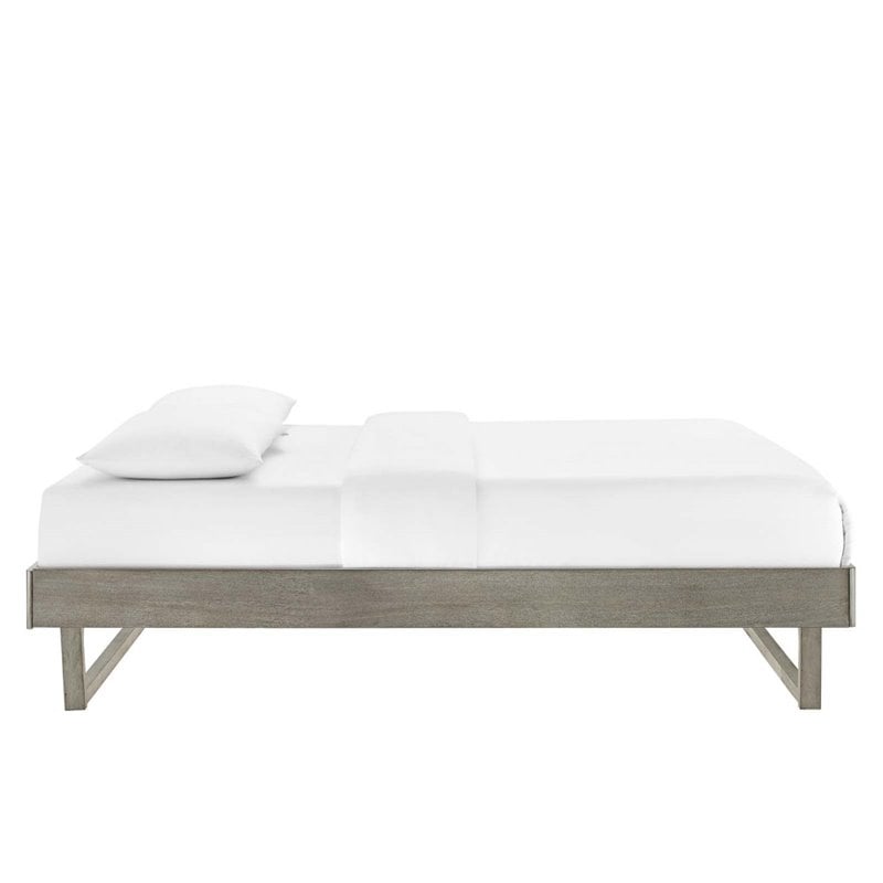 Modway Billie King Rubberwood and MDF Wood Platform Bed Frame in Gray